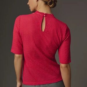 Maeve Sheer Mesh Mock-Neck Top